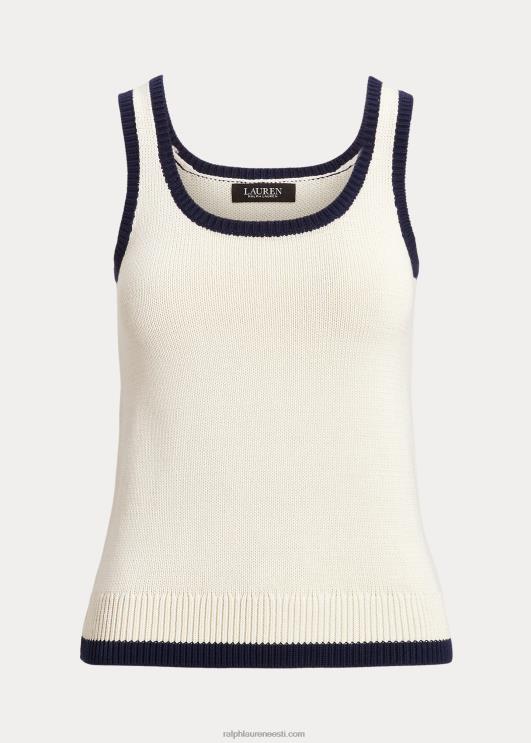 Ralph Lauren naised kahetooniline puuvillasegu varrukateta kampsun PR0V4405 mascarpone kreem/laev