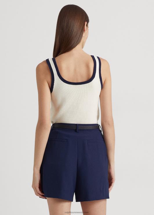 Ralph Lauren naised kahetooniline puuvillasegu varrukateta kampsun PR0V4405 mascarpone kreem/laev