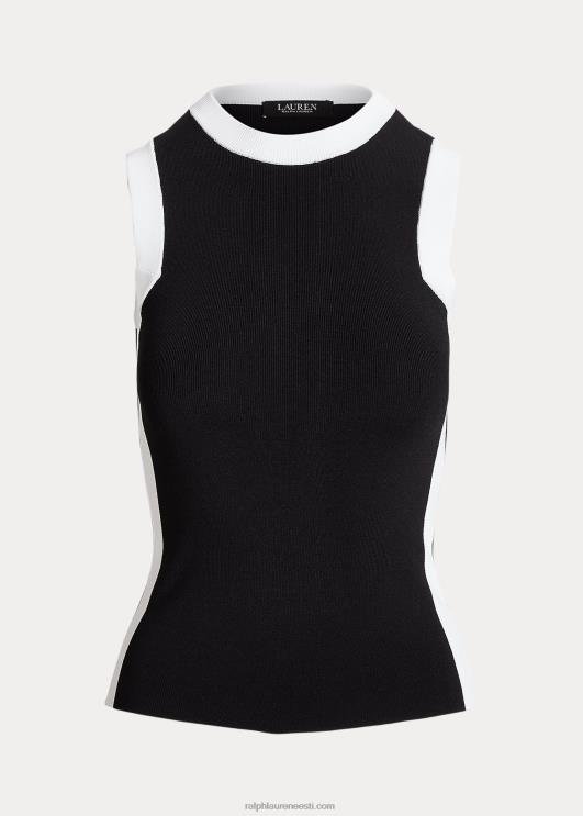 Ralph Lauren naised kahetooniline varrukateta kampsun PR0V3838 must valge