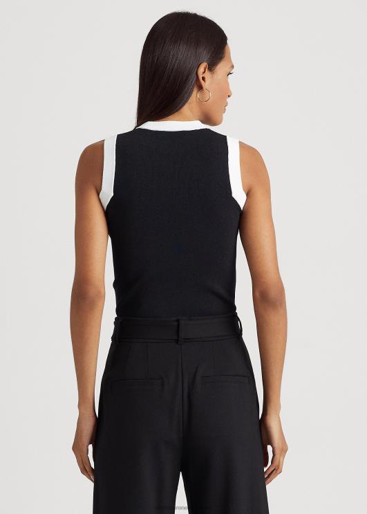 Ralph Lauren naised kahetooniline varrukateta kampsun PR0V3838 must valge