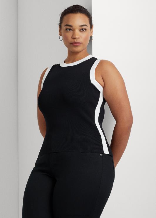 Ralph Lauren naised kahetooniline varrukateta kampsun PR0V9484 must valge