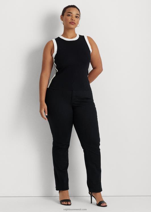 Ralph Lauren naised kahetooniline varrukateta kampsun PR0V9484 must valge