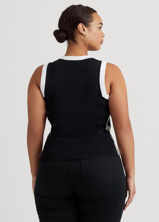 Ralph Lauren naised kahetooniline varrukateta kampsun PR0V9484 must valge