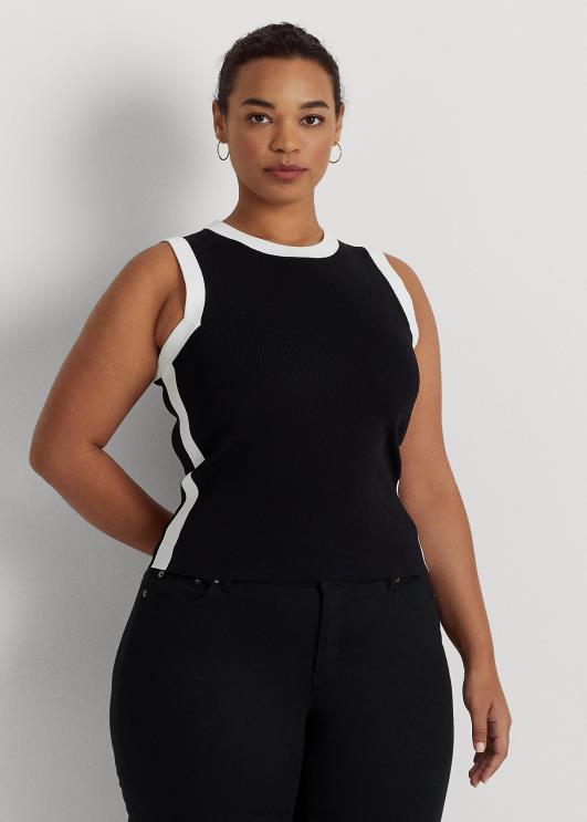 Ralph Lauren naised kahetooniline varrukateta kampsun PR0V9484 must valge