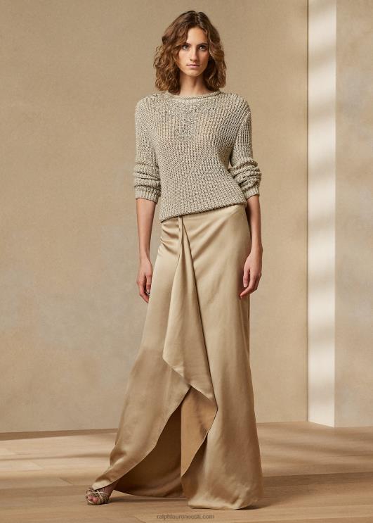 Ralph Lauren naised kaunistatud siidist rullkaelusega kampsun PR0V3541 pärgament tviid