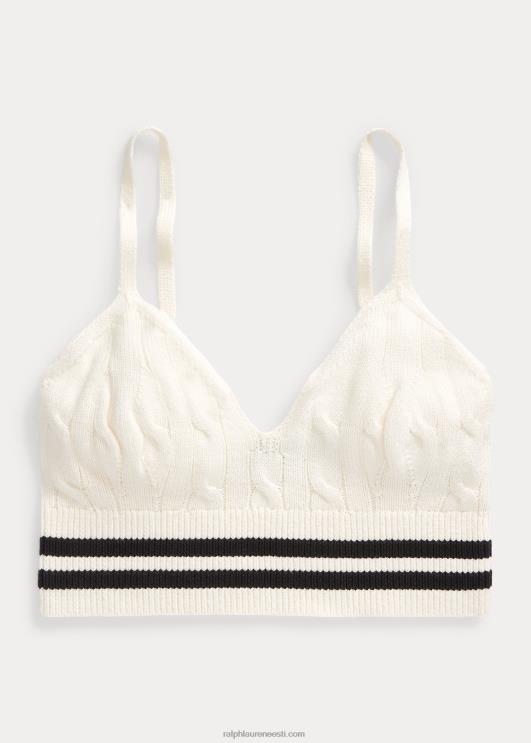 Ralph Lauren naised kriketikaabel-kootud puuvillasegune bralette PR0V2955 kriketikreem/must