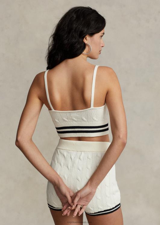 Ralph Lauren naised kriketikaabel-kootud puuvillasegune bralette PR0V2955 kriketikreem/must