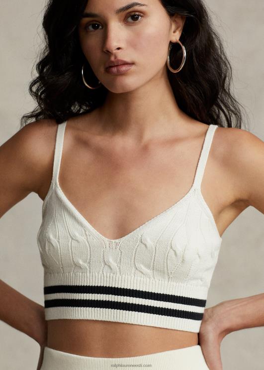 Ralph Lauren naised kriketikaabel-kootud puuvillasegune bralette PR0V2955 kriketikreem/must
