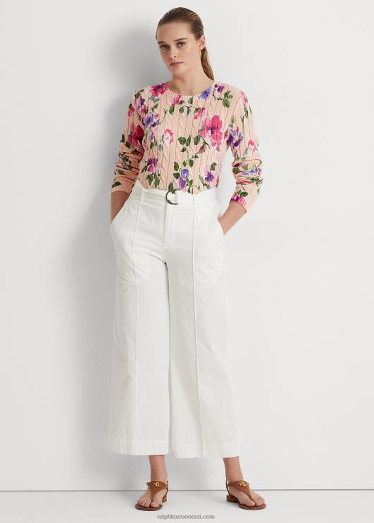 Ralph Lauren naised lilleline puuvillane kaabel-kootud kampsun PR0V4822 roosa multi