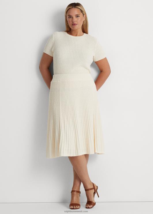 Ralph Lauren naised linane-puuvillane lühikeste varrukatega kampsun PR0V4592 mascarpone kreem