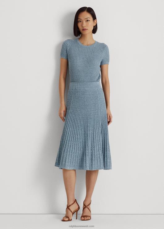 Ralph Lauren naised linane-puuvillane lühikeste varrukatega kampsun PR0V4823 indigoookean multi