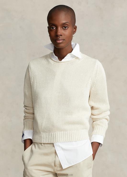 Ralph Lauren naised linane-puuvillane rullkaelusega kampsun PR0V2926 pärgamendikreem