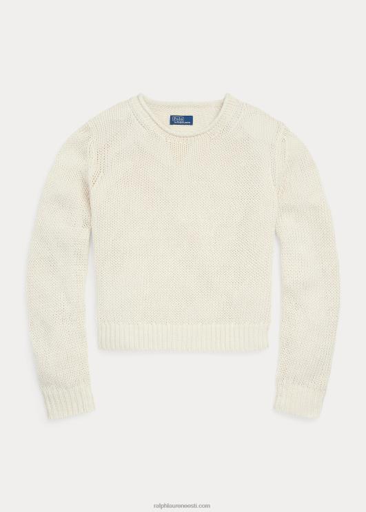 Ralph Lauren naised linane-puuvillane rullkaelusega kampsun PR0V2926 pärgamendikreem