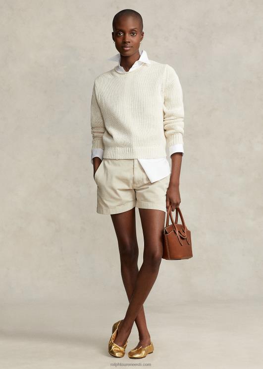 Ralph Lauren naised linane-puuvillane rullkaelusega kampsun PR0V2926 pärgamendikreem