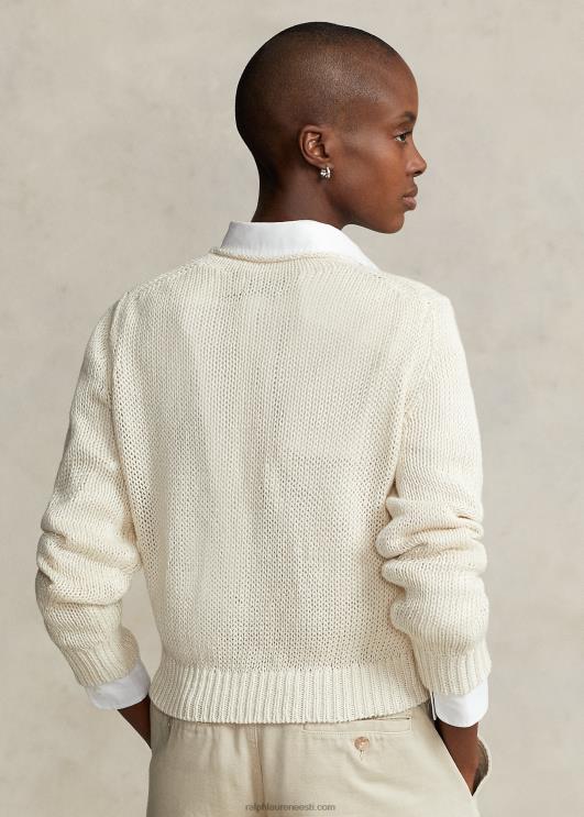 Ralph Lauren naised linane-puuvillane rullkaelusega kampsun PR0V2926 pärgamendikreem