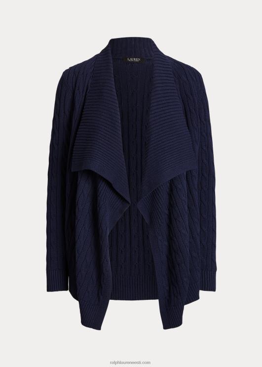 Ralph Lauren naised linane-puuvillane tross-kootud kardigan PR0V4097 rafineeritud merevägi