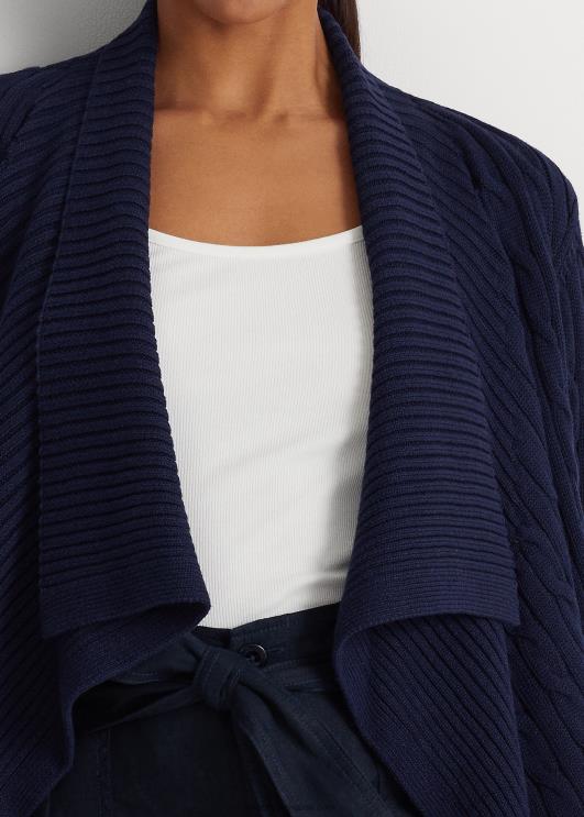 Ralph Lauren naised linane-puuvillane tross-kootud kardigan PR0V4097 rafineeritud merevägi