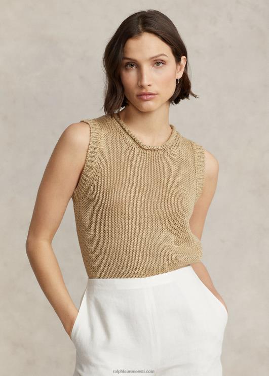 Ralph Lauren naised linane-puuvillane varrukateta kampsun PR0V2905 põhiliiv