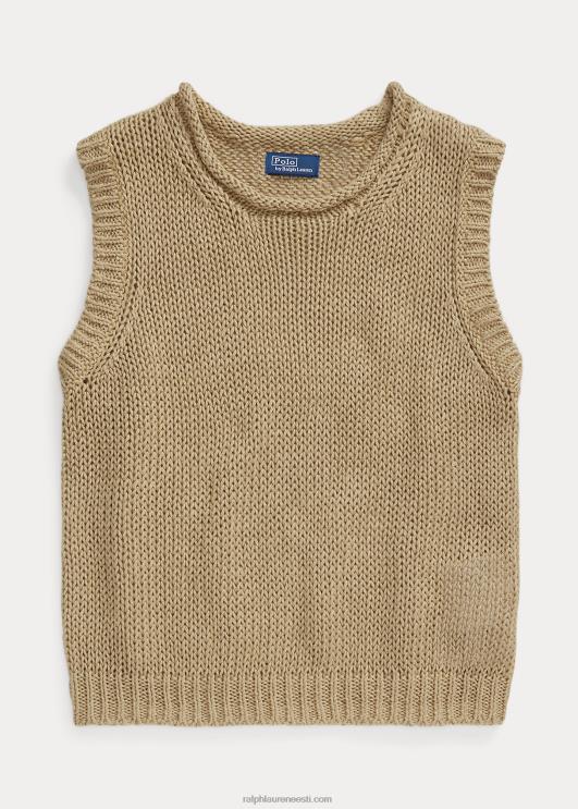 Ralph Lauren naised linane-puuvillane varrukateta kampsun PR0V2905 põhiliiv