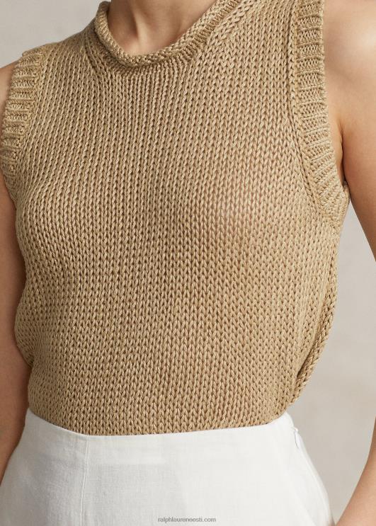 Ralph Lauren naised linane-puuvillane varrukateta kampsun PR0V2905 põhiliiv