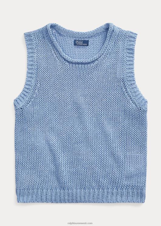 Ralph Lauren naised linane-puuvillane varrukateta kampsun PR0V2906 suffield sinine