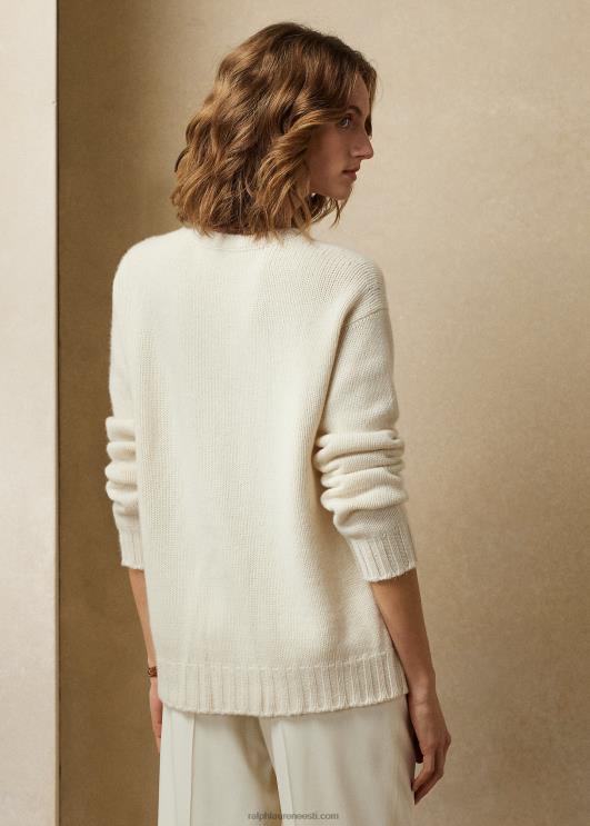 Ralph Lauren naised lipuline kašmiir kaelusega kampsun PR0V3450 luksuslik kreem lipuga