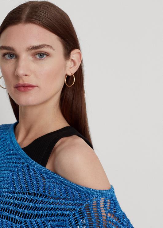 Ralph Lauren naised ülisuur puuvillasegust võrkkangast kampsun PR0V3934 sinine mergel