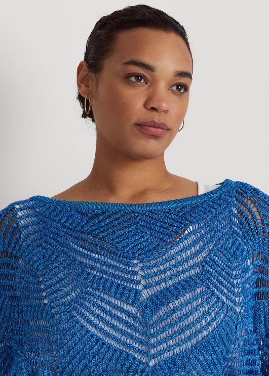 Ralph Lauren naised ülisuur puuvillasegust võrkkangast kampsun PR0V4564 sinine mergel