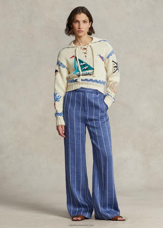 Ralph Lauren naised meremotiiviga puuvillasegu kampsun PR0V3080 kreem multi