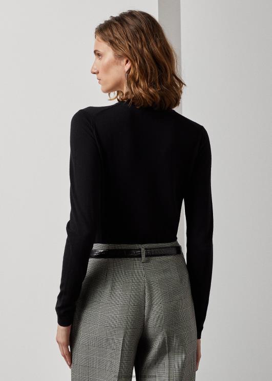 Ralph Lauren naised meriinovillane kaelusega kampsun PR0V3583 must