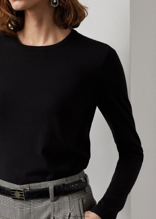 Ralph Lauren naised meriinovillane kaelusega kampsun PR0V3583 must