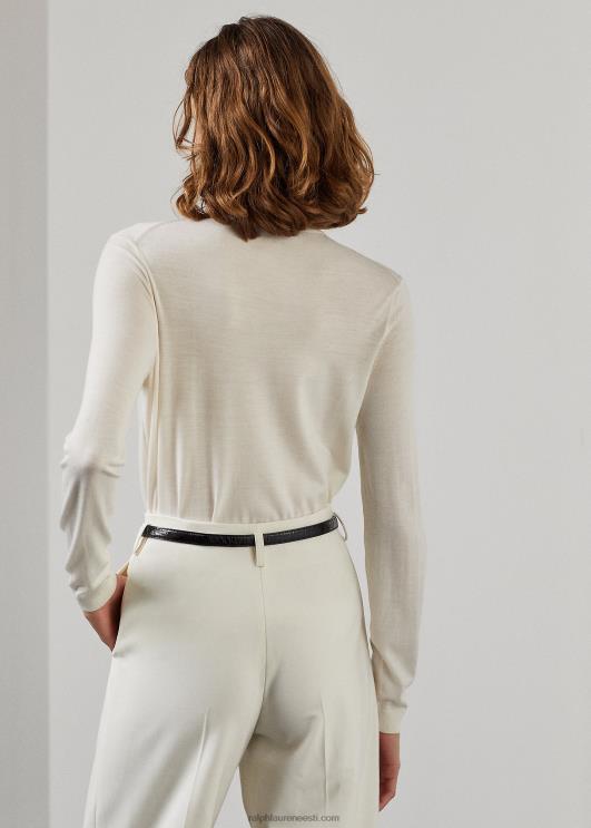 Ralph Lauren naised meriinovillane kaelusega kampsun PR0V3584 lux kreem