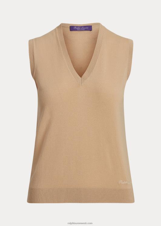 Ralph Lauren naised meriinovillane kampsun vest PR0V3544 lux tan