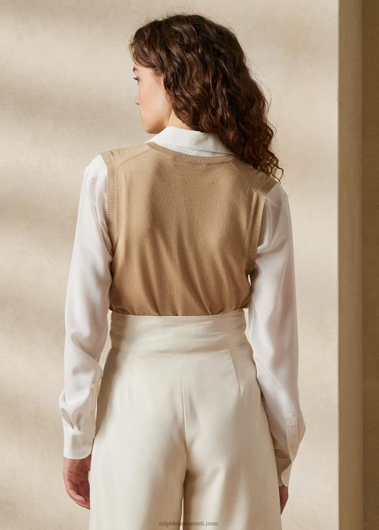 Ralph Lauren naised meriinovillane kampsun vest PR0V3544 lux tan