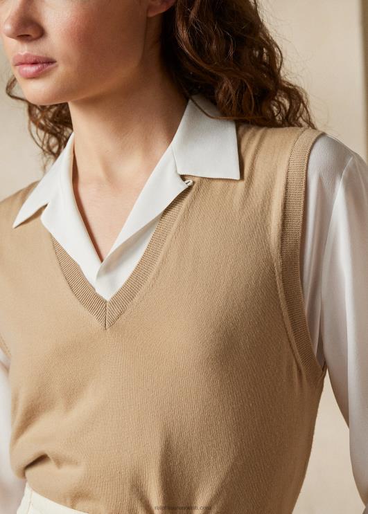 Ralph Lauren naised meriinovillane kampsun vest PR0V3544 lux tan