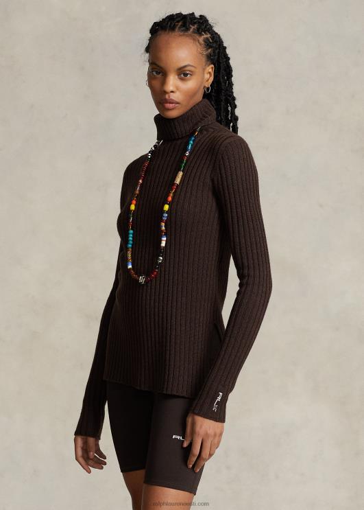 Ralph Lauren naised meriinovillast soonikuga kilpkaelusega kampsun PR0V3096 antiikpruun