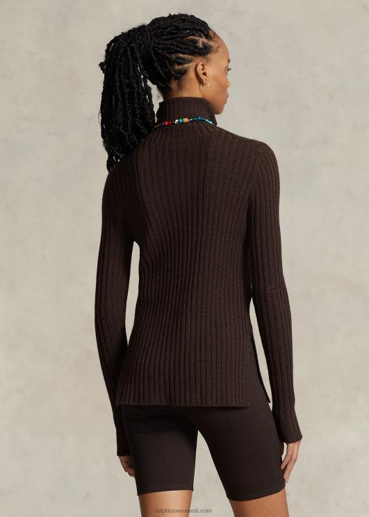 Ralph Lauren naised meriinovillast soonikuga kilpkaelusega kampsun PR0V3096 antiikpruun