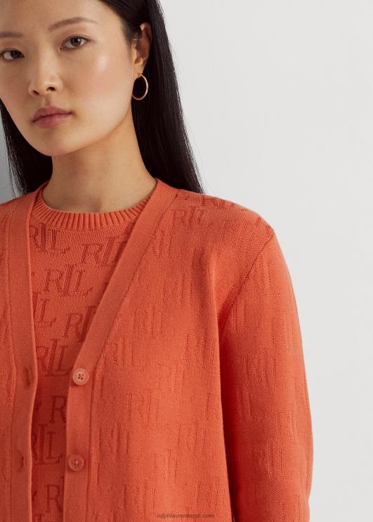 Ralph Lauren naised monogramm žakaarkardigan PR0V3809 kanjoni oranž