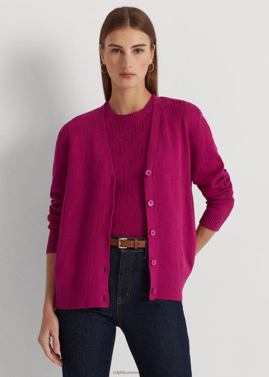 Ralph Lauren naised monogramm žakaarkardigan PR0V4298 fuksia marja