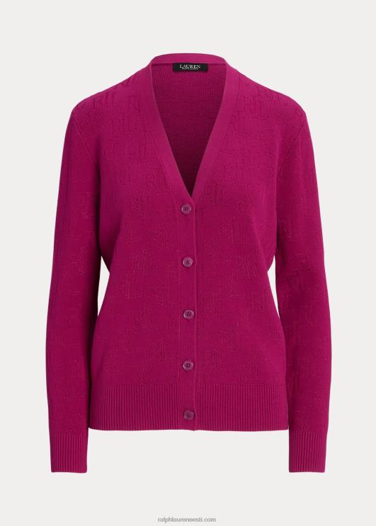 Ralph Lauren naised monogramm žakaarkardigan PR0V4298 fuksia marja
