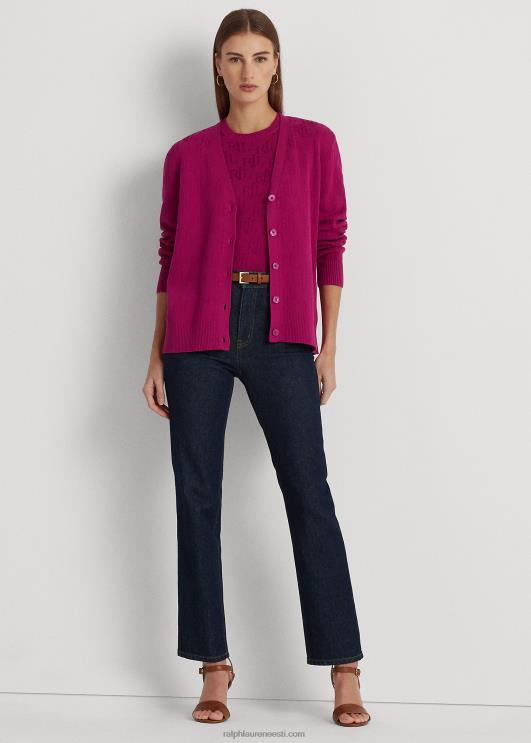 Ralph Lauren naised monogramm žakaarkardigan PR0V4298 fuksia marja