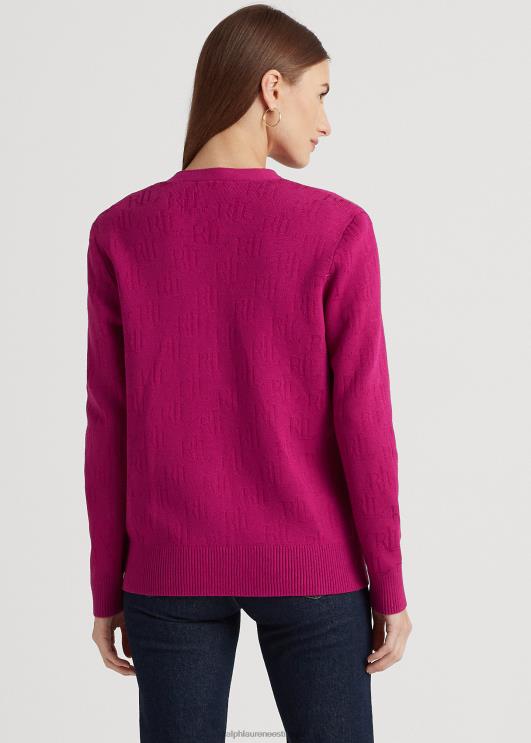 Ralph Lauren naised monogramm žakaarkardigan PR0V4298 fuksia marja
