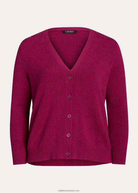Ralph Lauren naised monogramm žakaarkardigan PR0V4507 fuksia marja