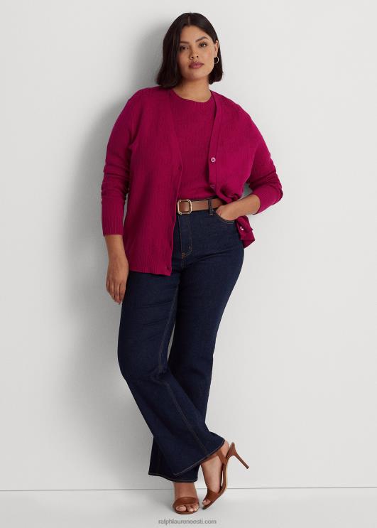 Ralph Lauren naised monogramm žakaarkardigan PR0V4507 fuksia marja