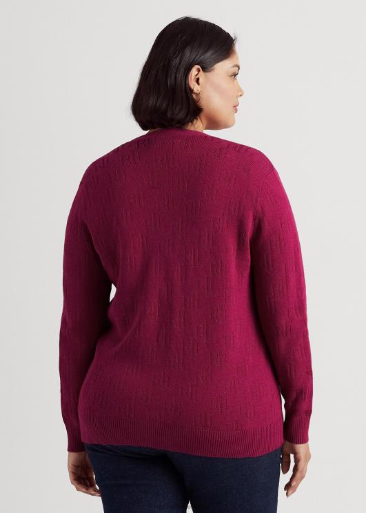 Ralph Lauren naised monogramm žakaarkardigan PR0V4507 fuksia marja