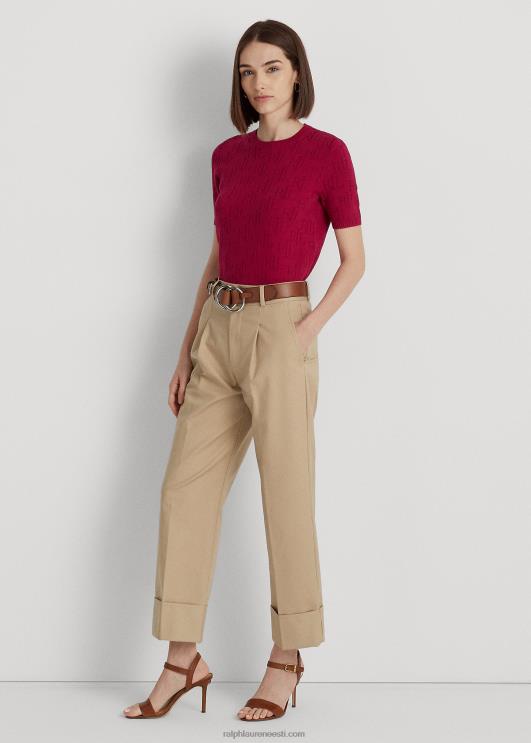 Ralph Lauren naised monogramm žakaarvärvi lühikeste varrukatega kampsun PR0V3788 fuksia marja