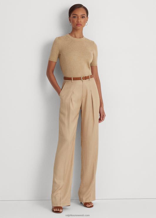 Ralph Lauren naised monogramm žakaarvärvi lühikeste varrukatega kampsun PR0V4289 kasepruun