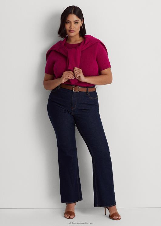 Ralph Lauren naised monogramm žakaarvärvi lühikeste varrukatega kampsun PR0V4504 fuksia marja