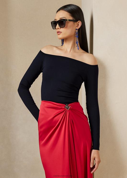 Ralph Lauren naised mooruspuu siidist õlgadeta kampsun PR0V3472 luksuslik merevägi