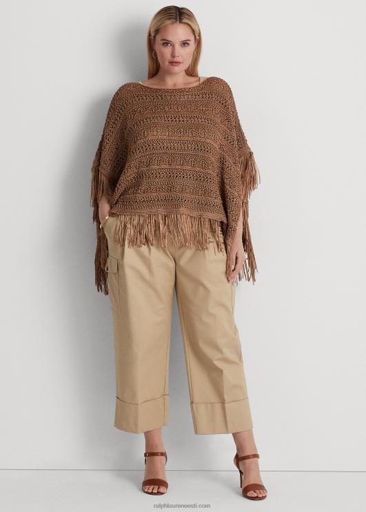 Ralph Lauren naised narmastega pointelle-kootud pontšo PR0V4513 uus pronks